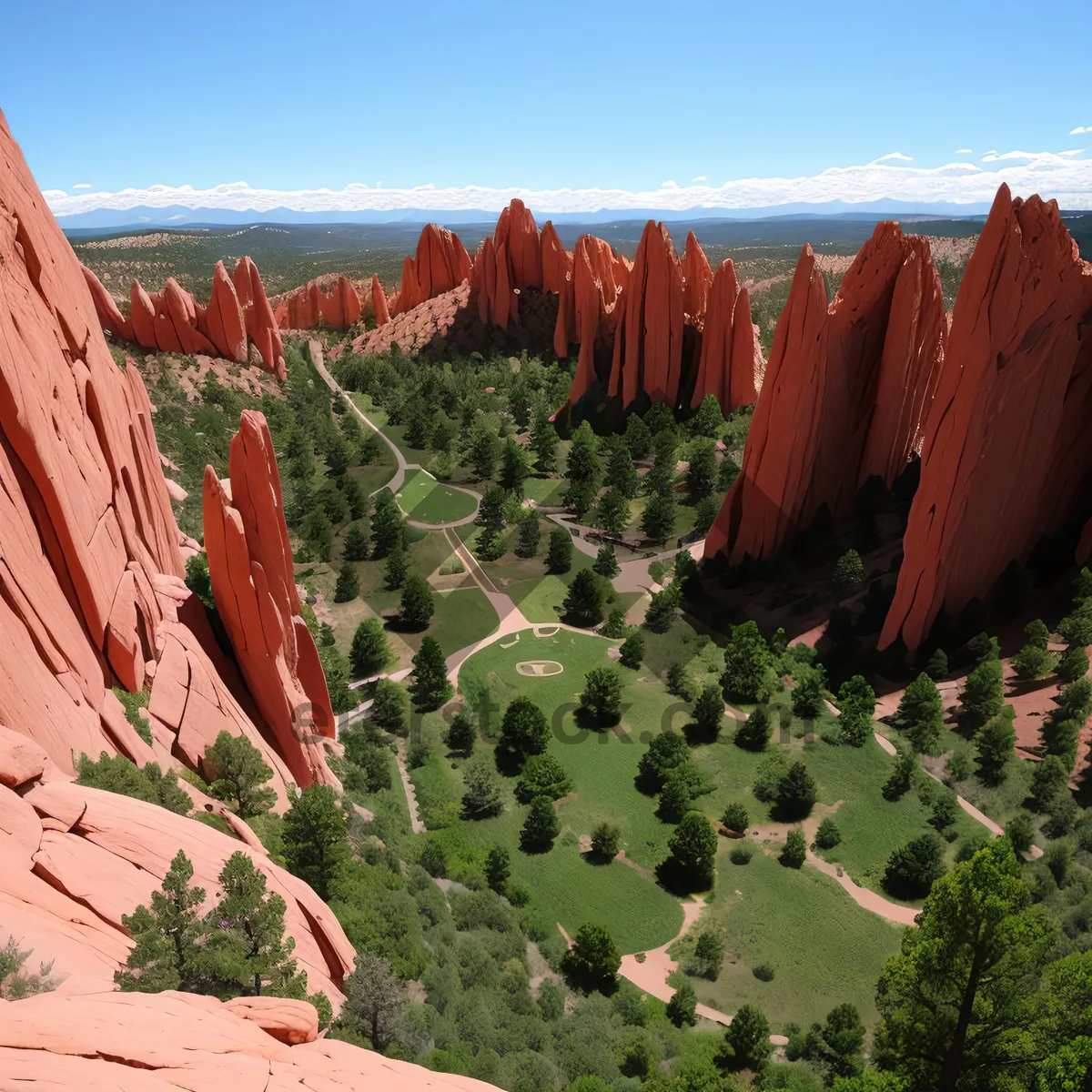 Picture of Desert Serenity: Majestic Sandstone Cliffs and Mountain Vista