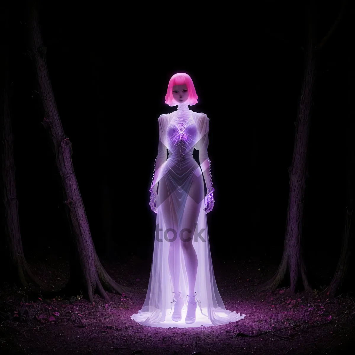 Picture of Mystic black fashion art with dancer in lighting.