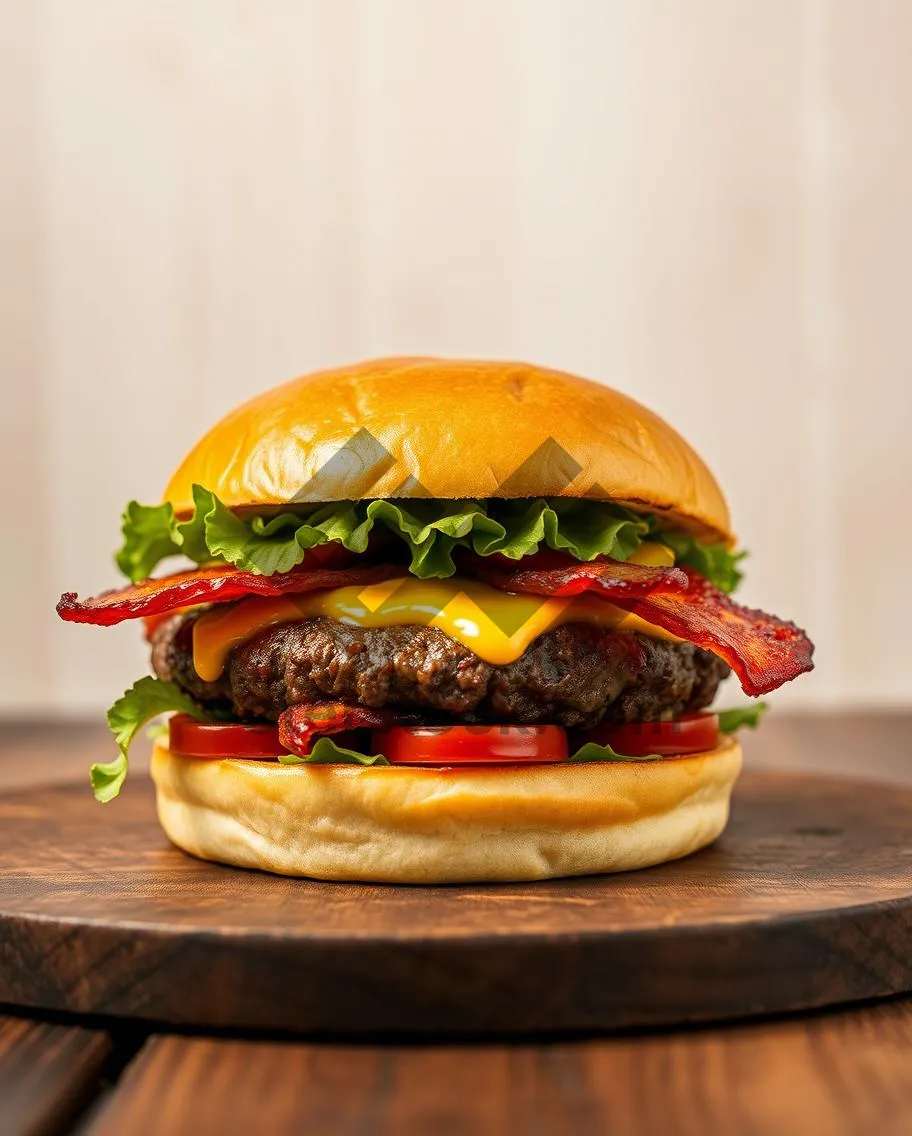 Picture of Grilled cheeseburger with lettuce and tomato