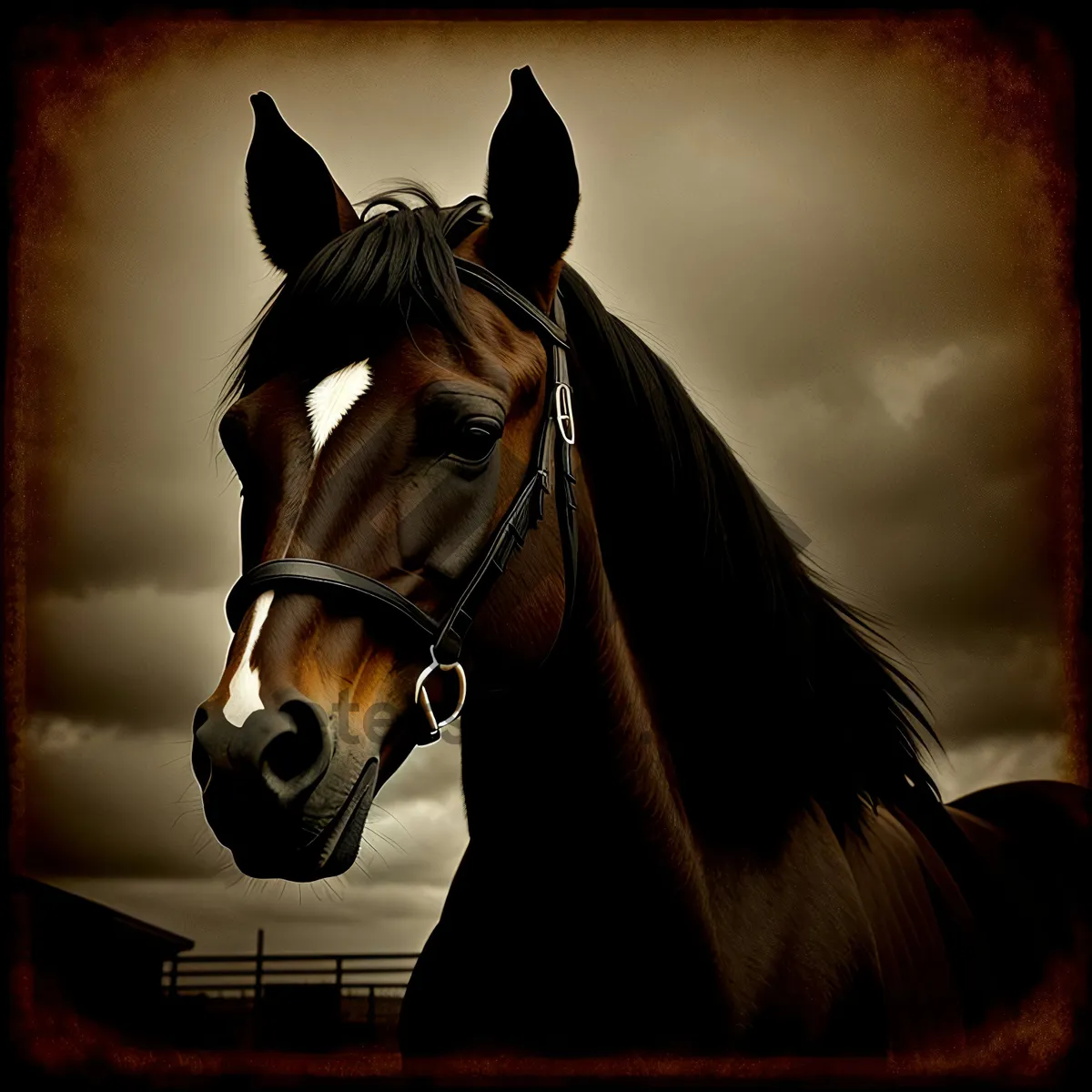 Picture of Graceful Thoroughbred Horse in Bridle