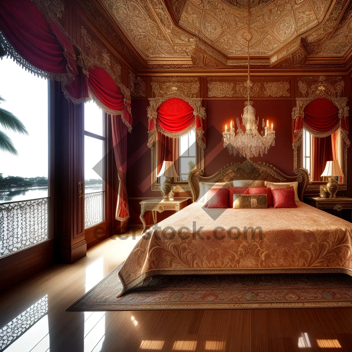 Picture of Luxurious Resort Bedroom with Four-Poster Bed