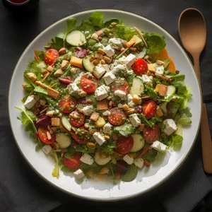 Gourmet Salad Plate with Fresh Vegetables and Protein