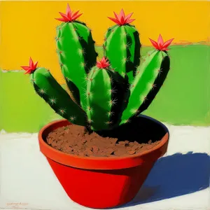 Lush Green Cactus in Decorative Pot