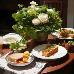 Delicious Gourmet Dinner Plate with Fresh Vegetables