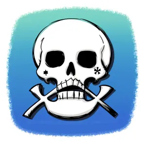 Black Skull Cartoon - Poisonous Pirate Symbol