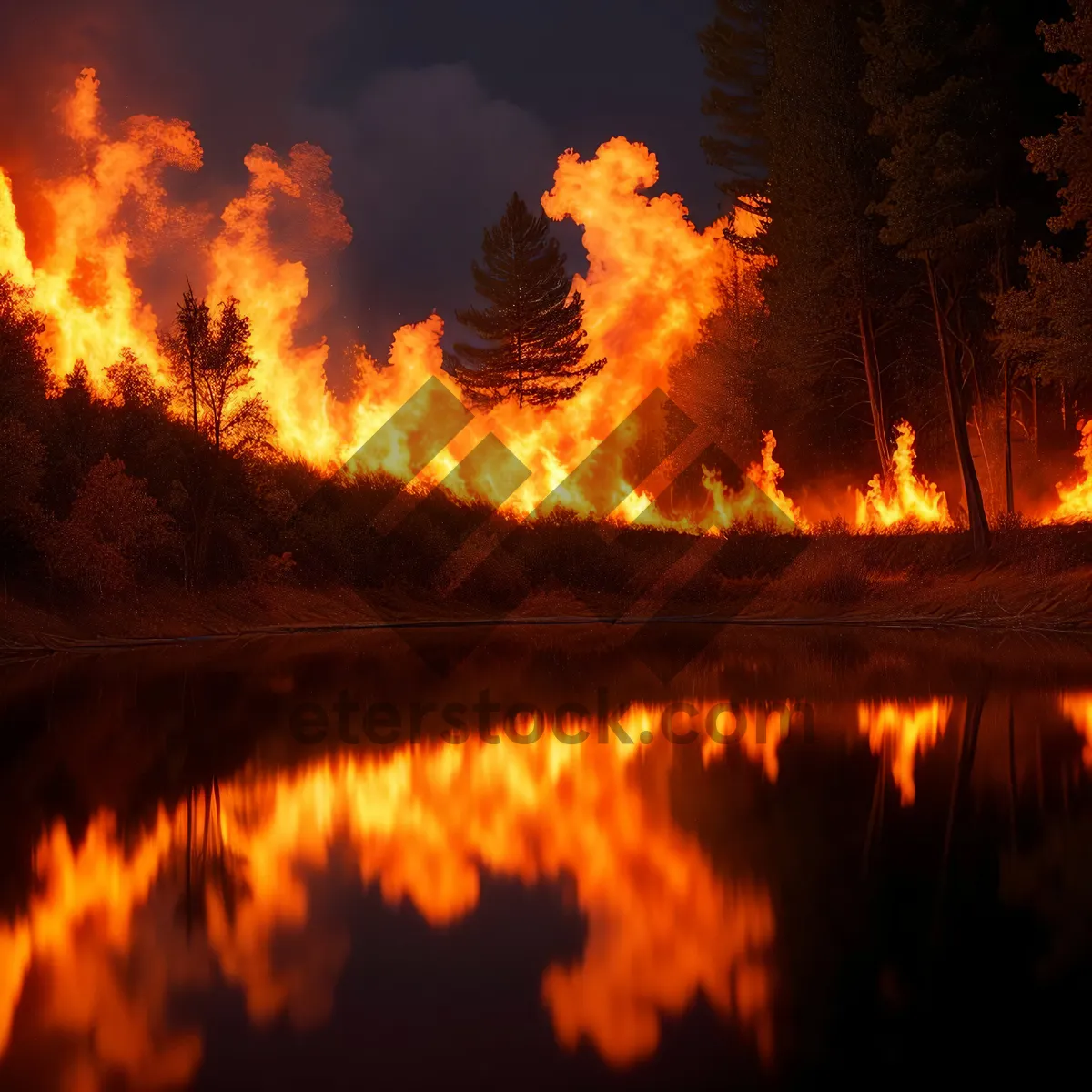 Picture of Fierce Fire Reflections: Burning Glow of Hell