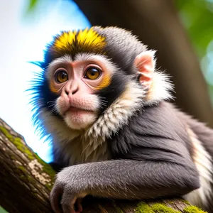 Wild Primate Portrait: A Playful Baby Monkey in the Jungle