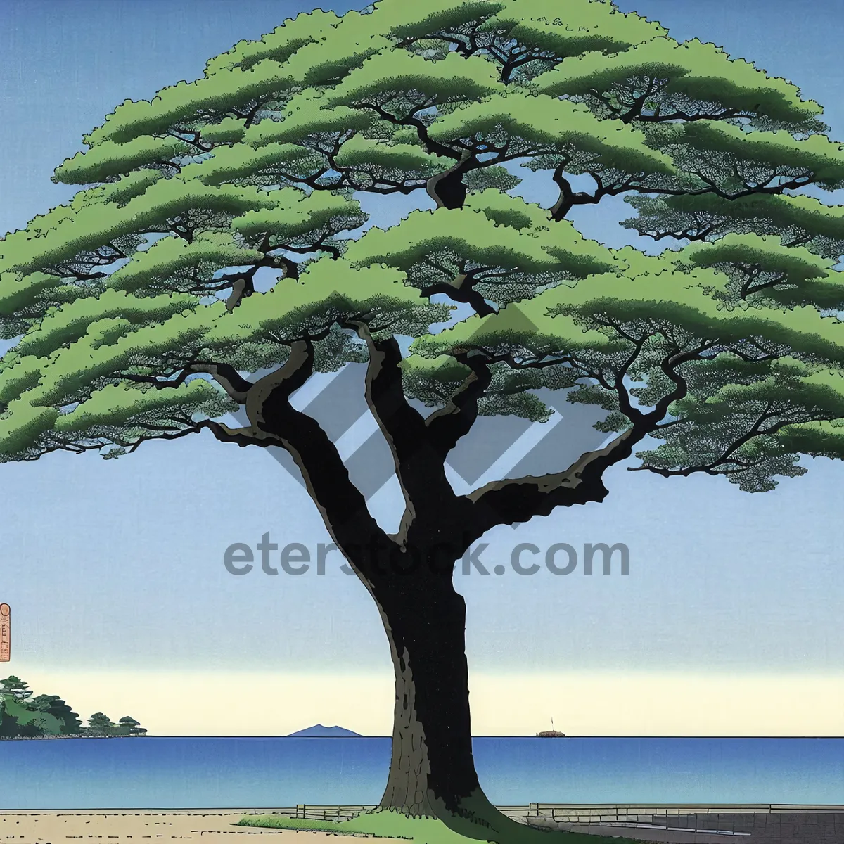 Picture of Summer Forest Bliss: Majestic Trees Amidst Beachside Serenity