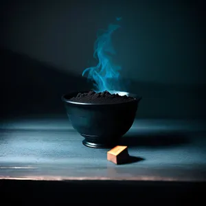 Japanese Hot Tea in Flaming Black Cup