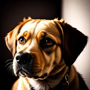 Adorable Golden Retriever Puppy Leash Studio Portrait.