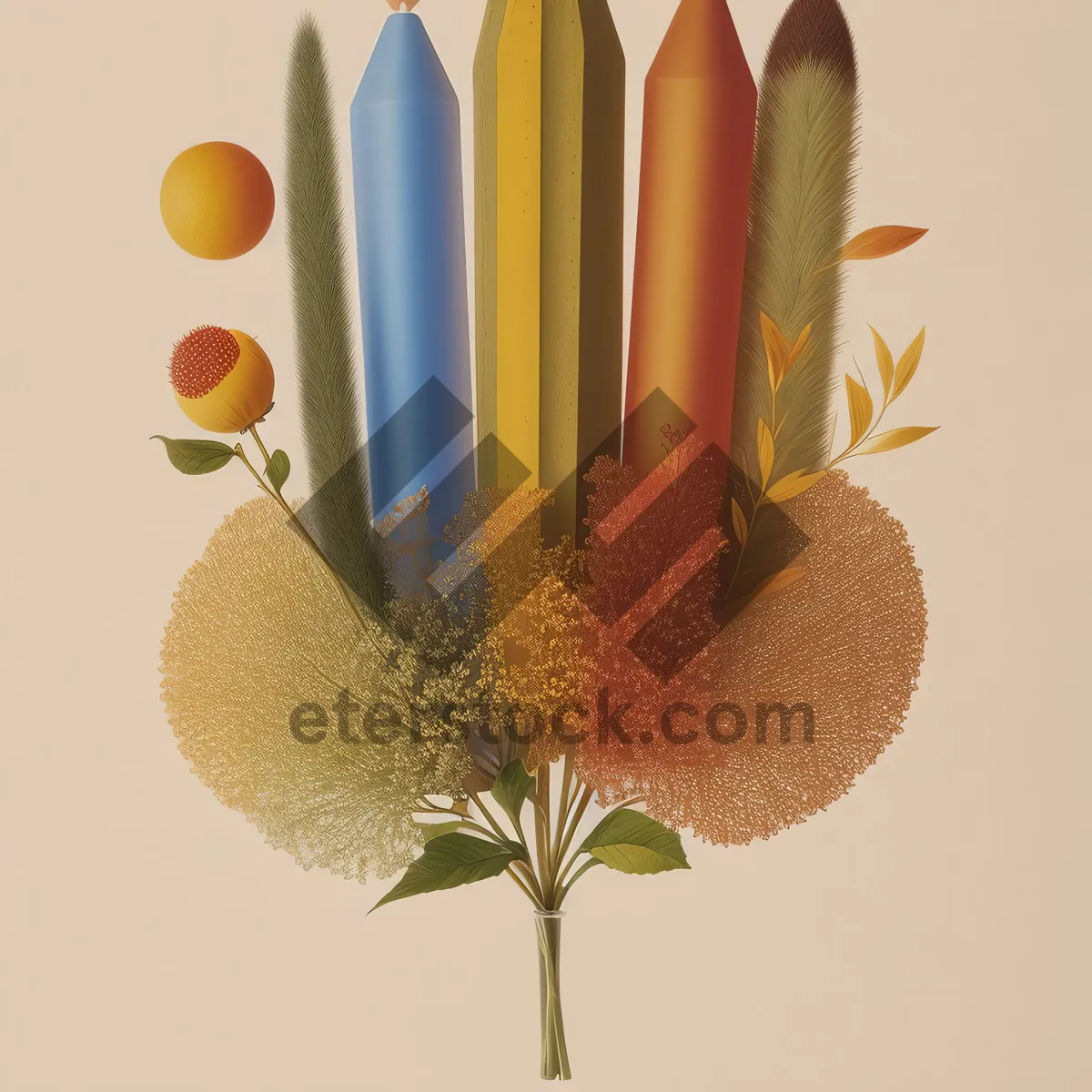 Picture of Colorful pencil set on wooden desk in art office