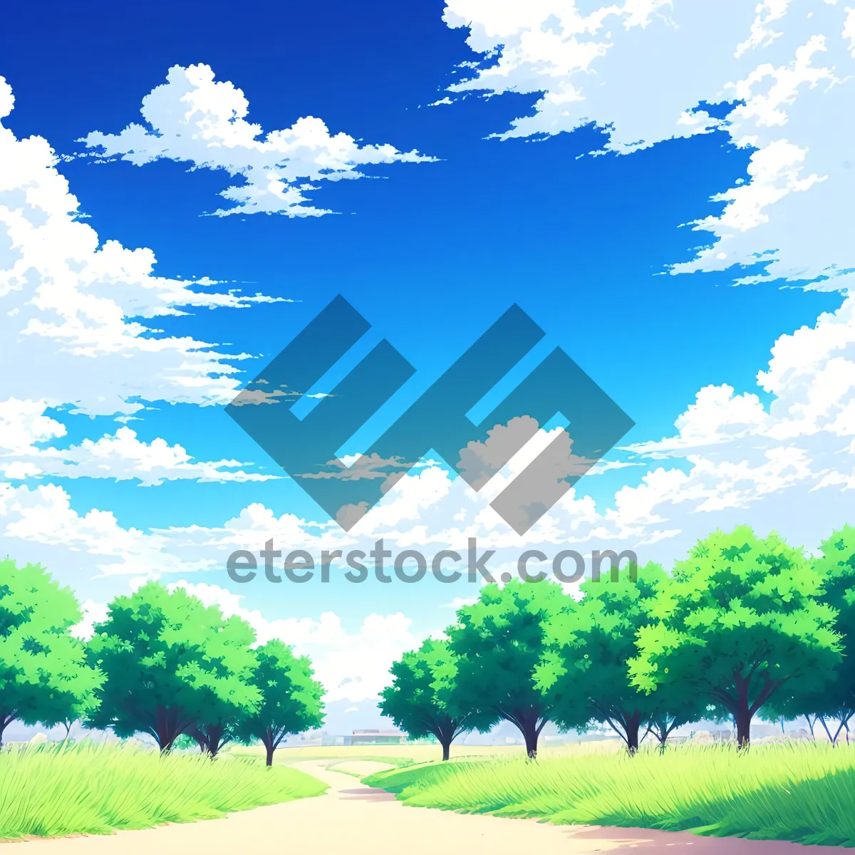 Picture of Vibrant Summer Skies Over Meadow and Oak