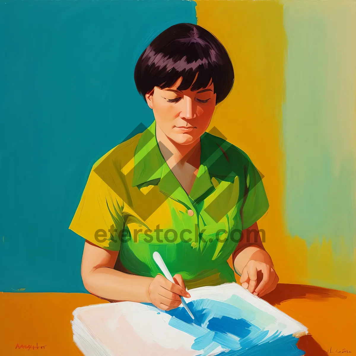 Picture of Happy adult student sitting at desk with laptop smiling.