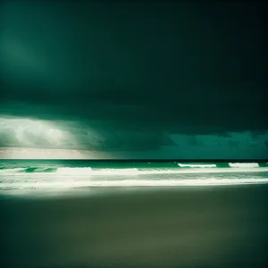 Sunny Tropical Beach Skyline Reflection