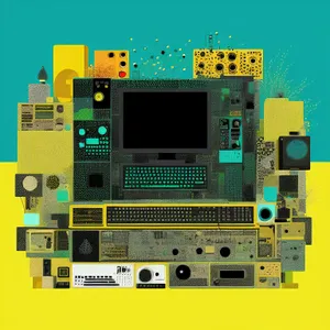 Electronic circuit board with microchips and processor.