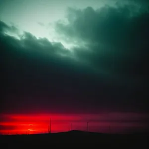 Golden Horizon: Serene Sunset Sky with Vibrant Clouds