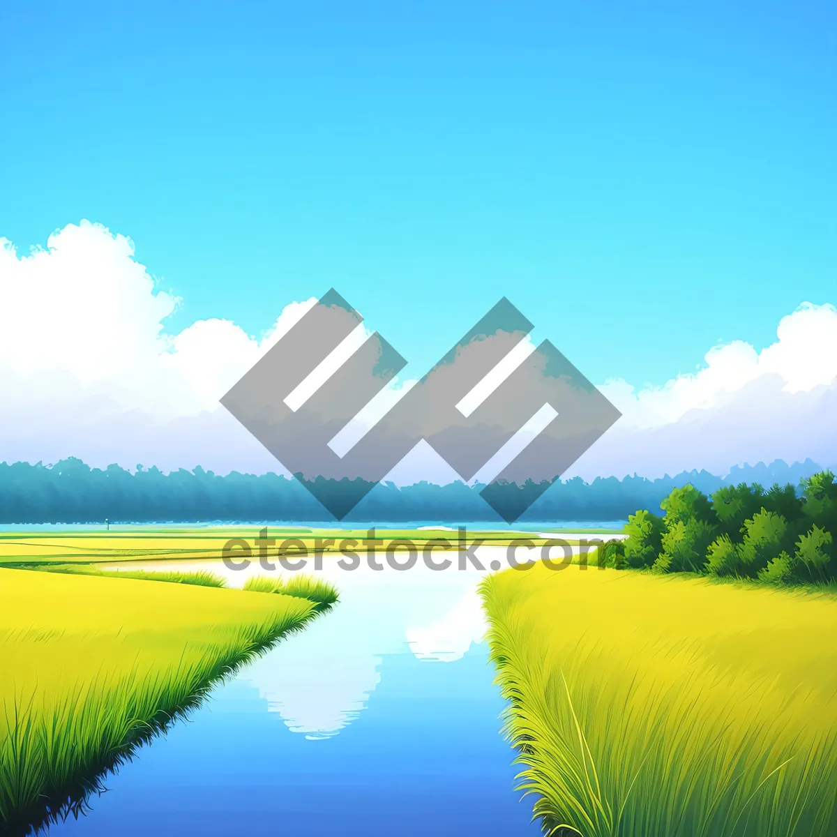 Picture of Serenity in Nature's Canvas: Rapeseed Fields Reflecting Summer Skies