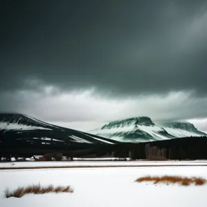 Frozen Majesty: Snowy Highland Peaks Embracing Winter Landscape