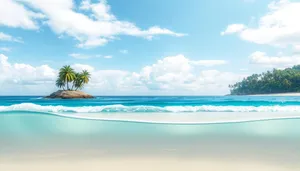 Tropical paradise beach with palm trees and turquoise water