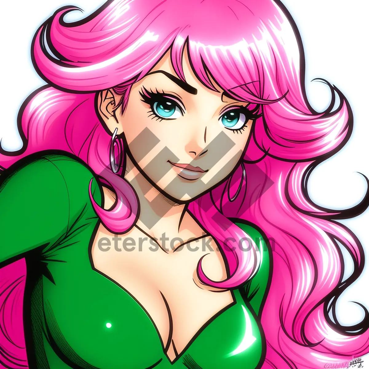 Picture of Cute Cartoon DJ with Coquette Haircut - Artistic Clip Art