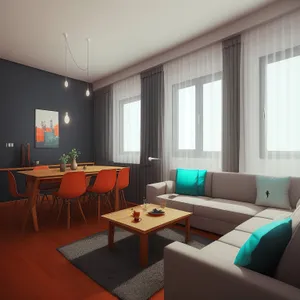 Modern Luxury Interior with Wood Furniture and Fireplace