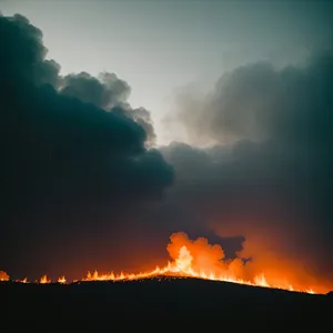 Fiery Mountain: A Majestic Volcano Illuminated by the Setting Sun