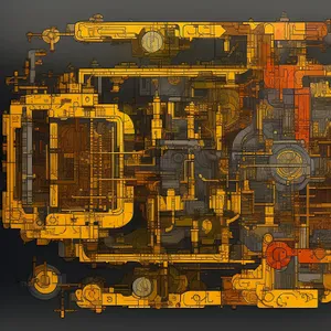 Tech device circuit board with microchips and connections.