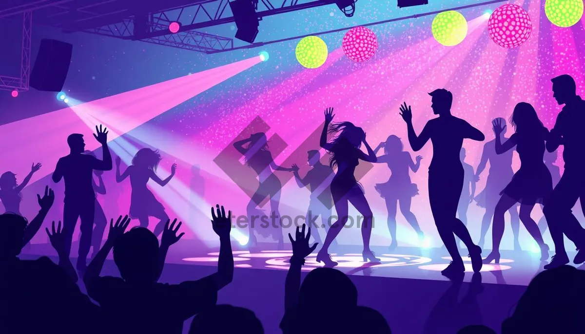 Picture of Silhouette of people dancing at a party.