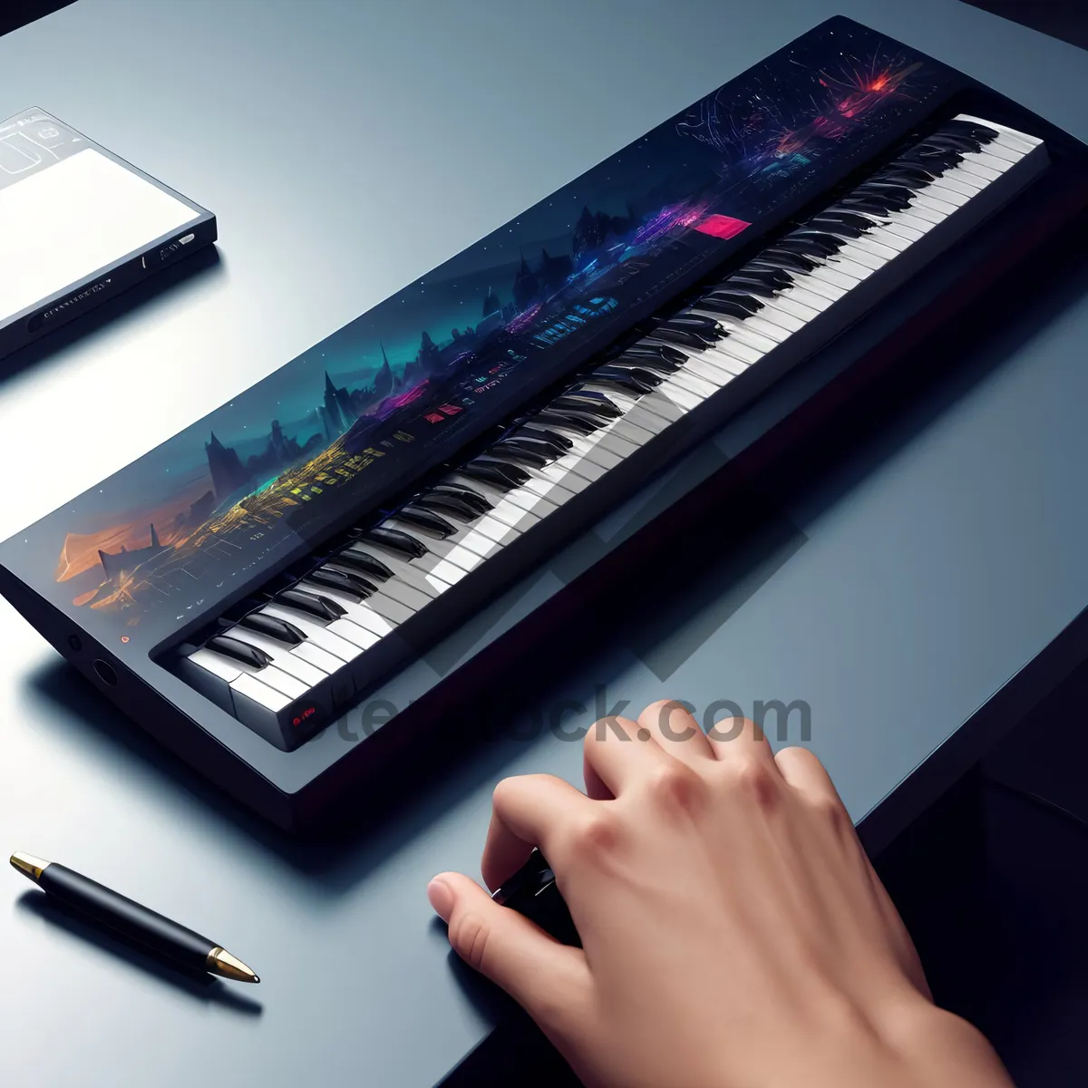 Picture of Modern Electric Keyboard: Versatile Musical Device for Business and Office Use