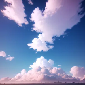 Vibrant Summer Sky with Fluffy Clouds