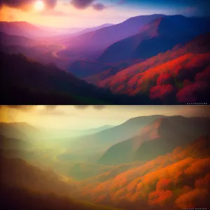 Sunset over Majestic Mountain Range