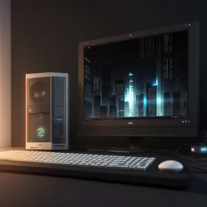 Digital Office Setup: Modern Desktop Computer and Laptop