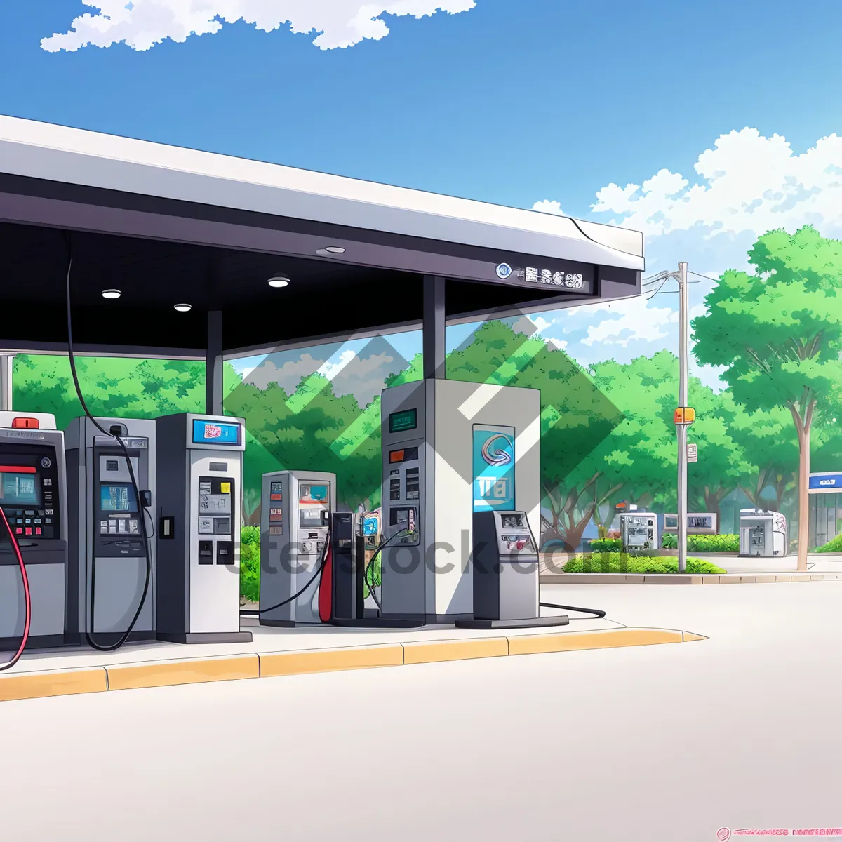 Picture of Modern office building with gas pumps
