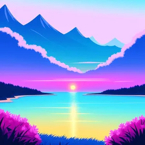 Vibrant Summer Sky over Serene Lake