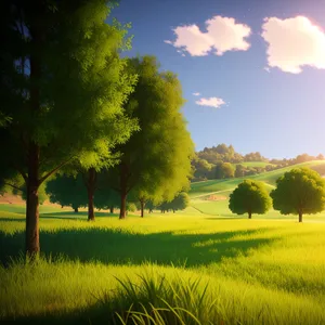Golden Rapeseed Field Under Blue Skies"
or
"Serene Rural Landscape with Blooming Rapeseed Field