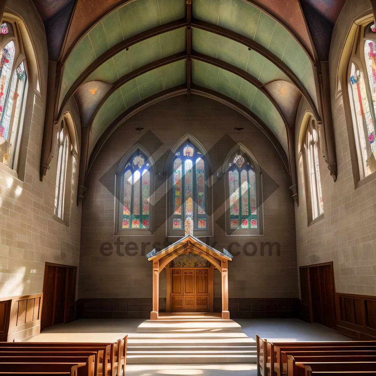 Picture of Vaulted Roof in Historic Cathedral: A Glimpse of Architectural Beauty