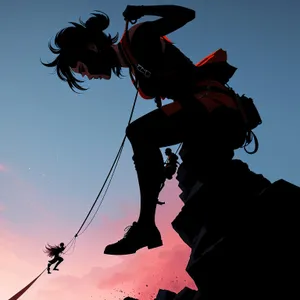 Skydiving thrill: Man jumping with parachute