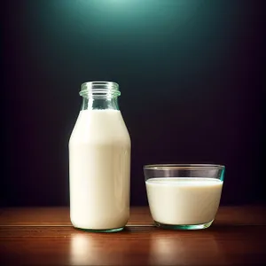 Refreshing Milk in Glass Bottle with Saltshaker