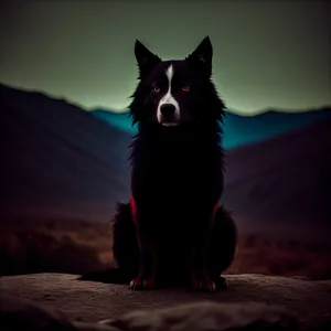 Adorable Border Collie Shepherd Dog in Black Fur