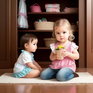 Joyful Little Boy Embracing Toy Doll