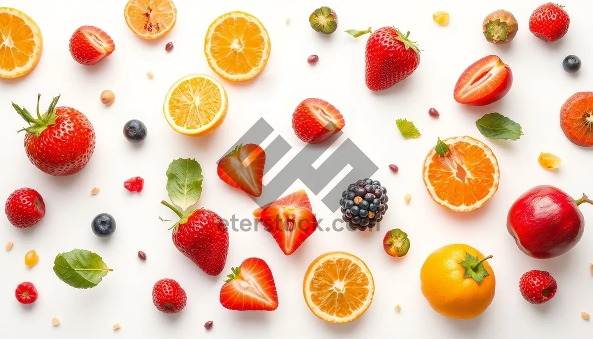 Picture of Fresh strawberry breakfast bowl with organic fruits and leaf.