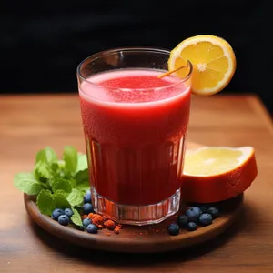 Refreshing fruit juice in a glass