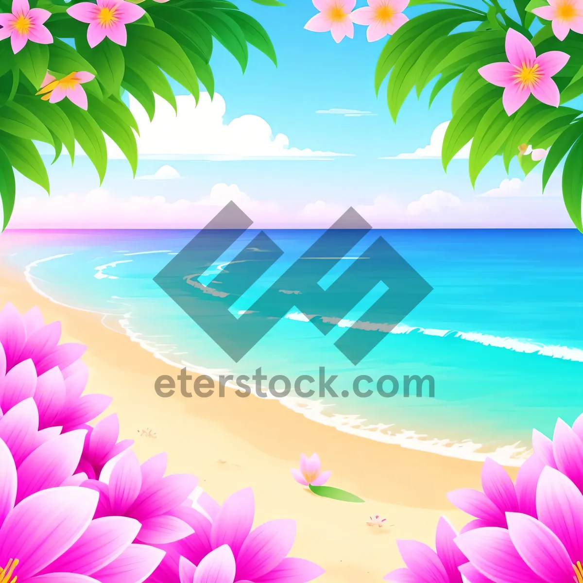 Picture of Colorful Lotus Island Graphic Floral Design