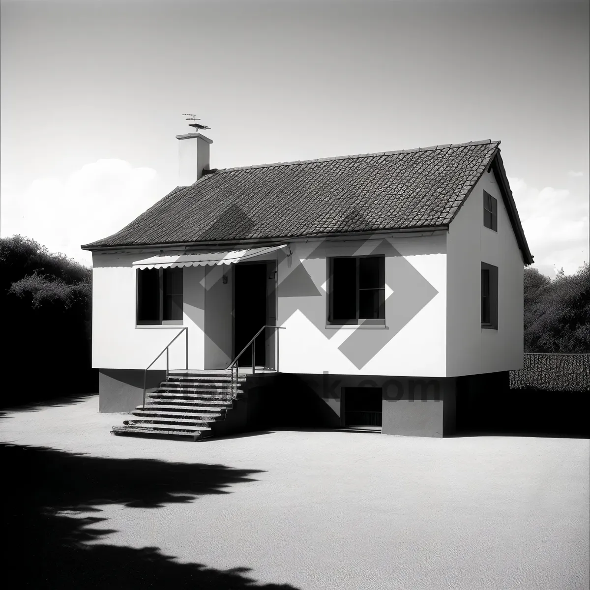 Picture of Modern residential home with garage and brick exterior.