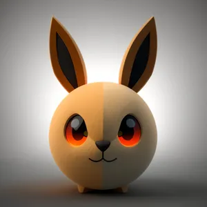 Cute Bunny Cartoon Icon with Funny Smile