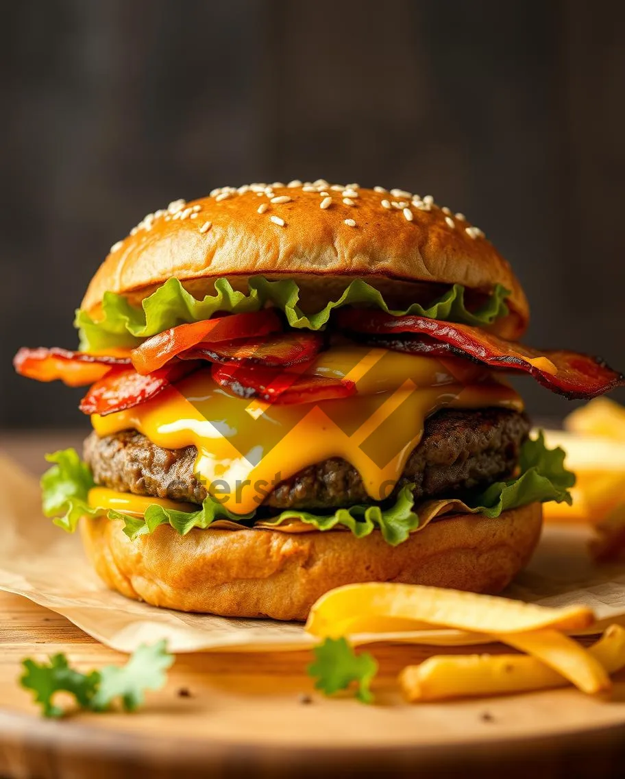 Picture of Fresh Vegetable Salad with Grilled Beef on Bun