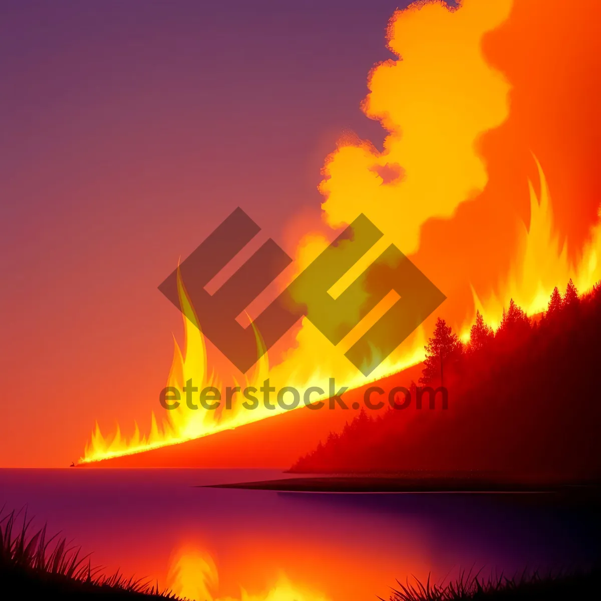 Picture of Radiant Celestial Blaze: A Vibrant Sunset's Fiery Horizon
