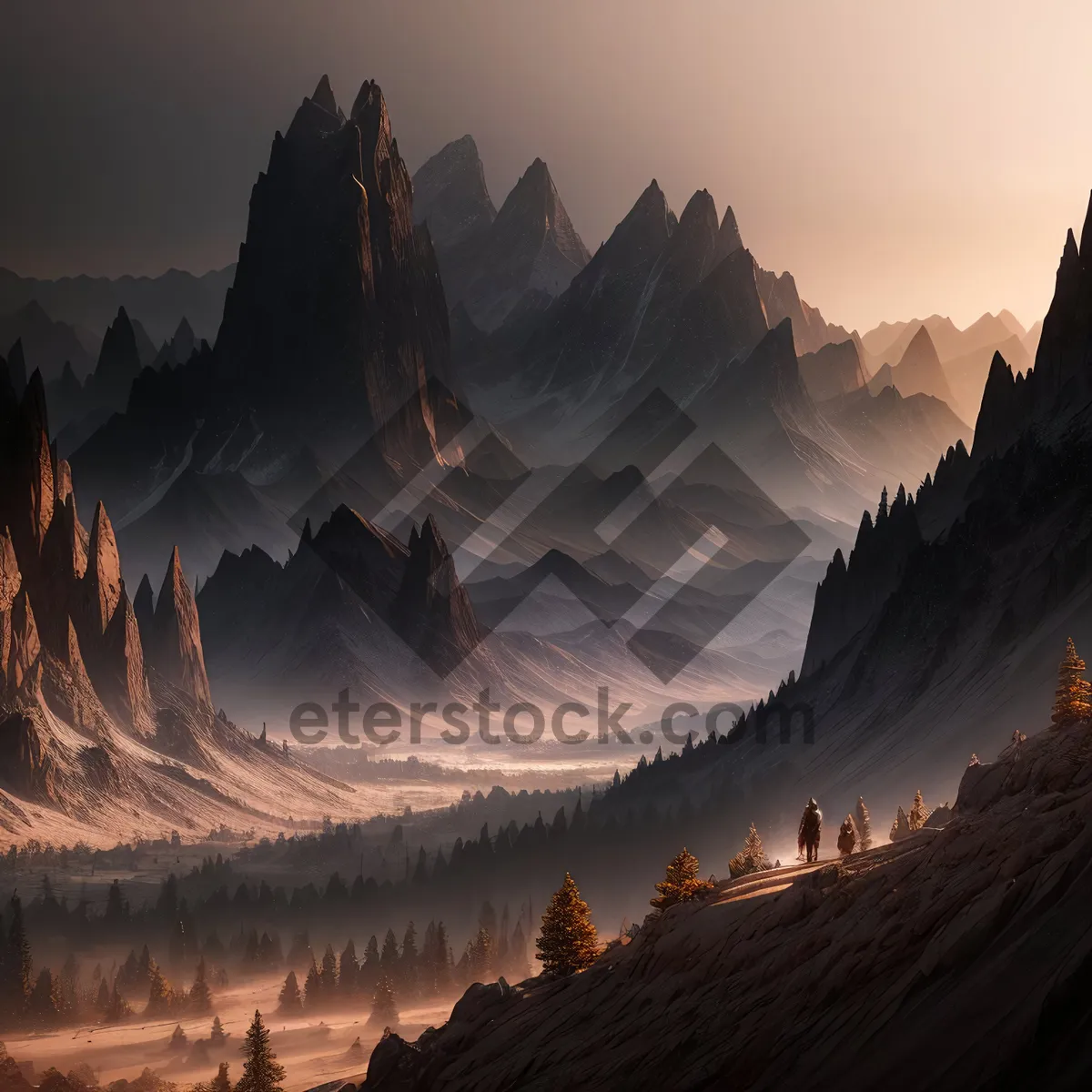 Picture of Snowy Mountain Valley Landscape, Majestic and Serene