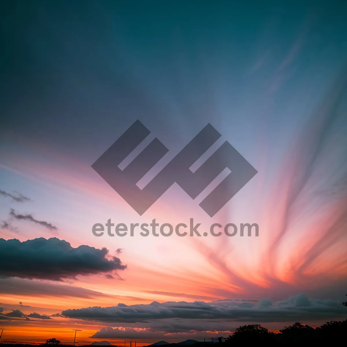 Picture of Golden Horizon: Majestic Sunset over Mountain Landscape
