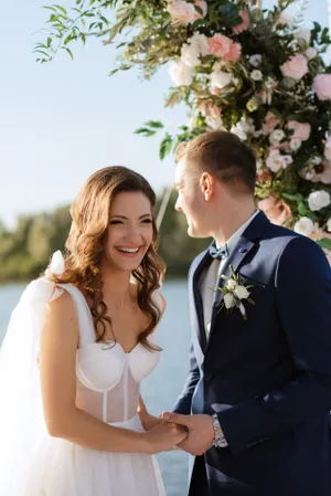 Happy Couple Outdoors Smiling in Love and Happiness